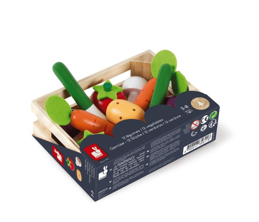 Janod 12 Parça Ahşap Sebze Kasası resmi
