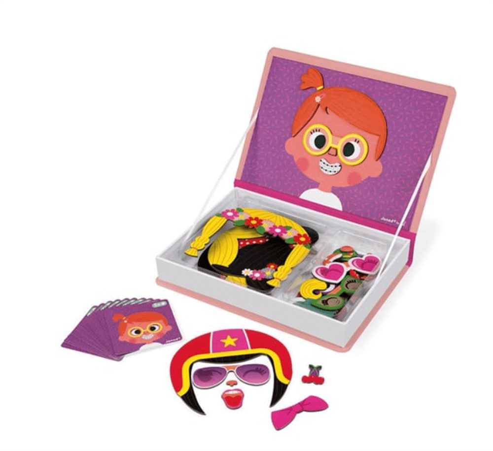 Janod Mıknatıslı Oyun Kitabı - Çılgın Yüzler - Kız resmi