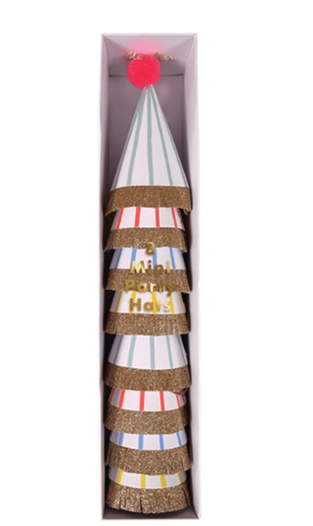 Çizgili Ponponlu Mini Party Şapkaları resmi