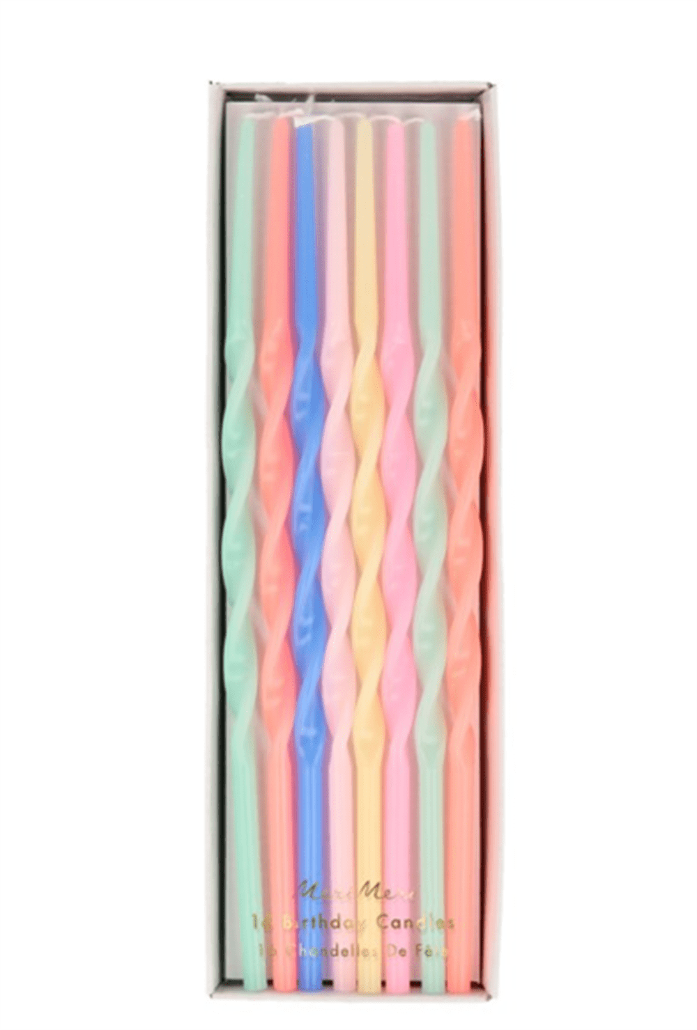 Renkli Kıvrımlı Uzun Mumlar 16’lı resmi