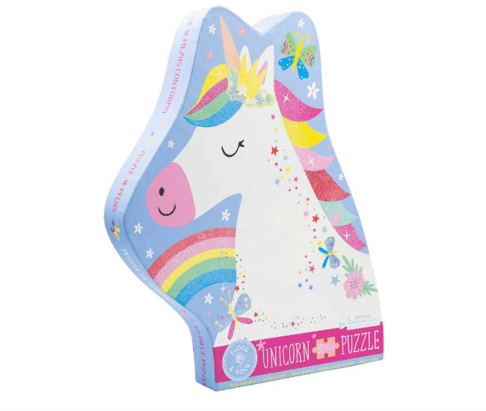 40 Parça Şekilli Yapboz Rainbow Unicorn resmi