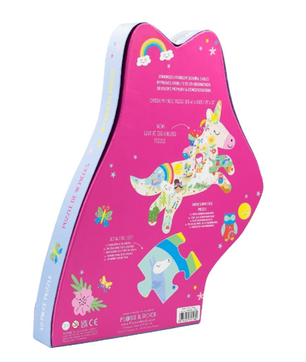 40 Parça Şekilli Yapboz Rainbow Unicorn resmi