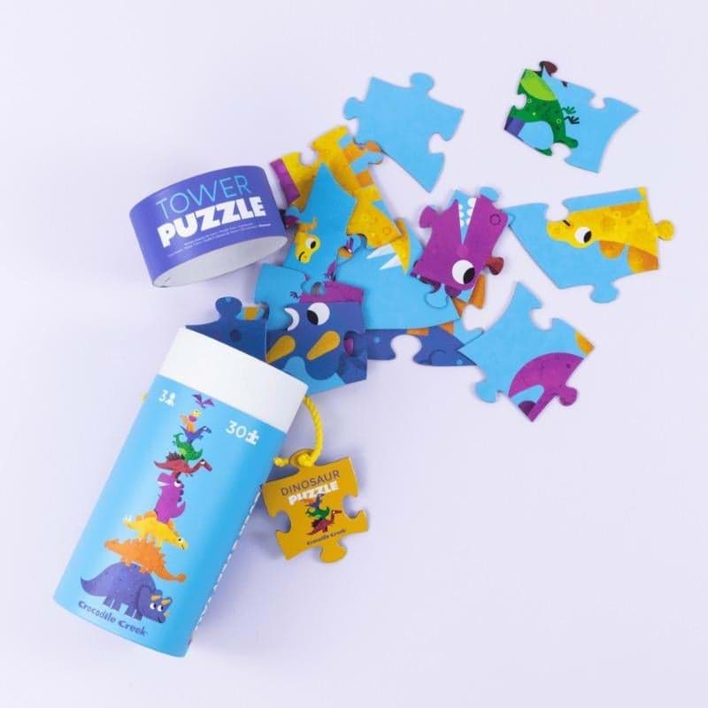 Crocodile Creek Dev Kule Puzzle - 30 Parça - Dinozor resmi
