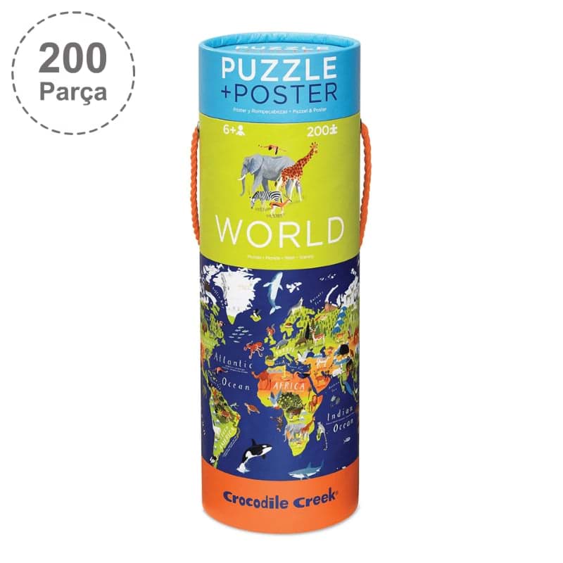 Crocodile Creek Poster Puzzle - 200 Parça - Dünya resmi