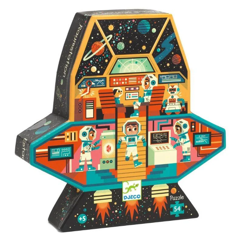 Djeco Dekoratif Puzzle 54 Parça - Space Station resmi