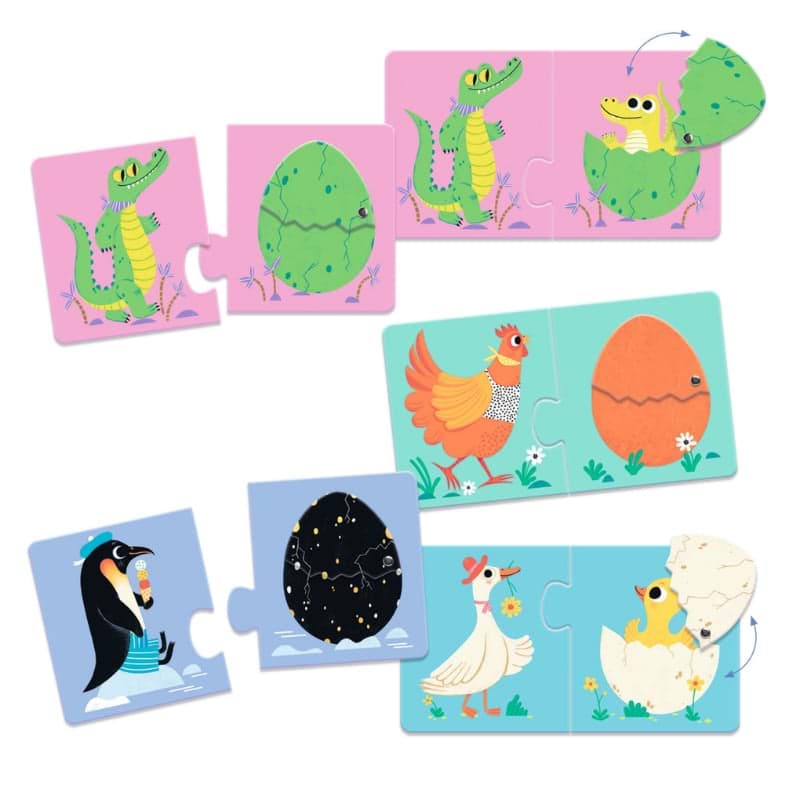 Djeco İkili Puzzle / Funny Eggs resmi