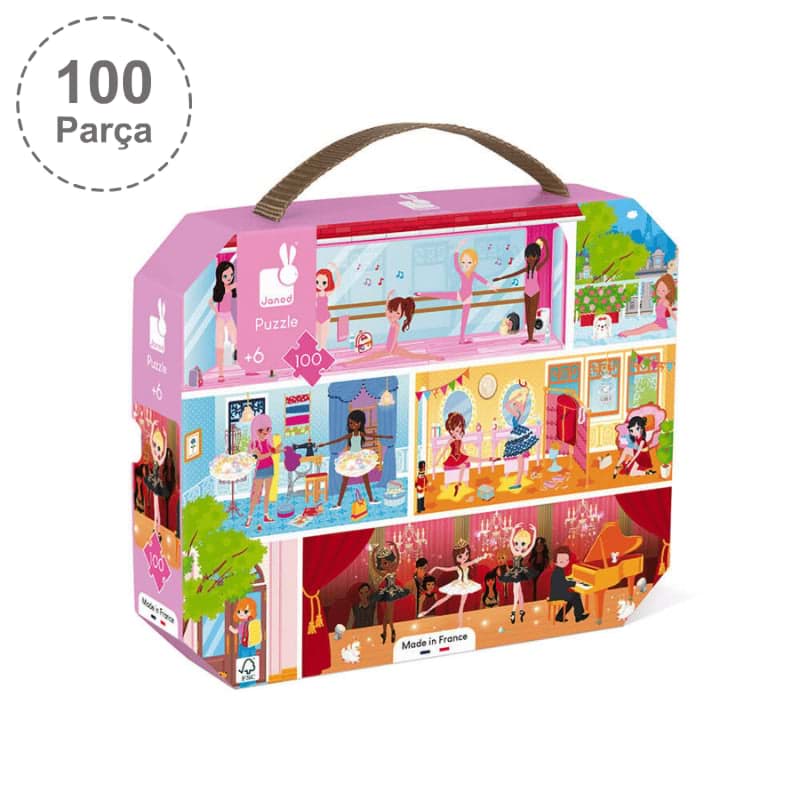 Janod 100 Parça Çantalı Puzzle - Dans Akademi resmi