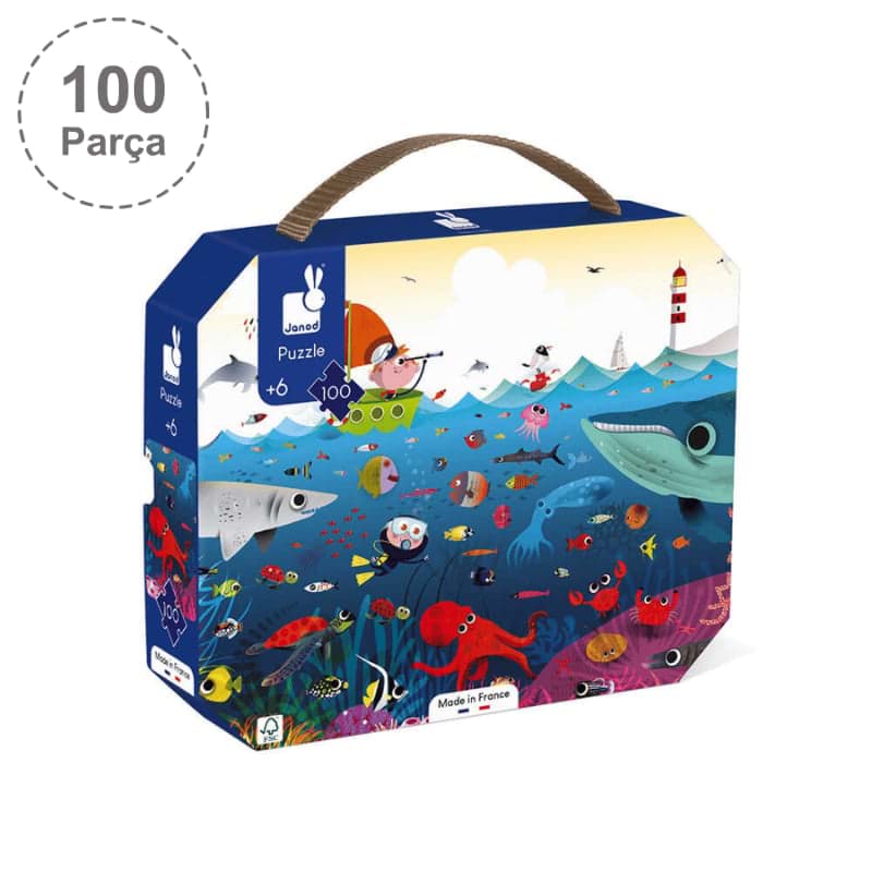 Janod 100 Parça Çantalı Puzzle - Sualtı Dünyası resmi