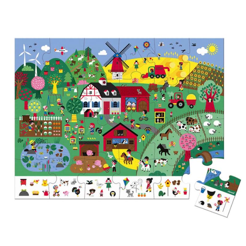 Janod 24 Parça Çantalı Puzzle ve Bulmaca - Çiftlik resmi