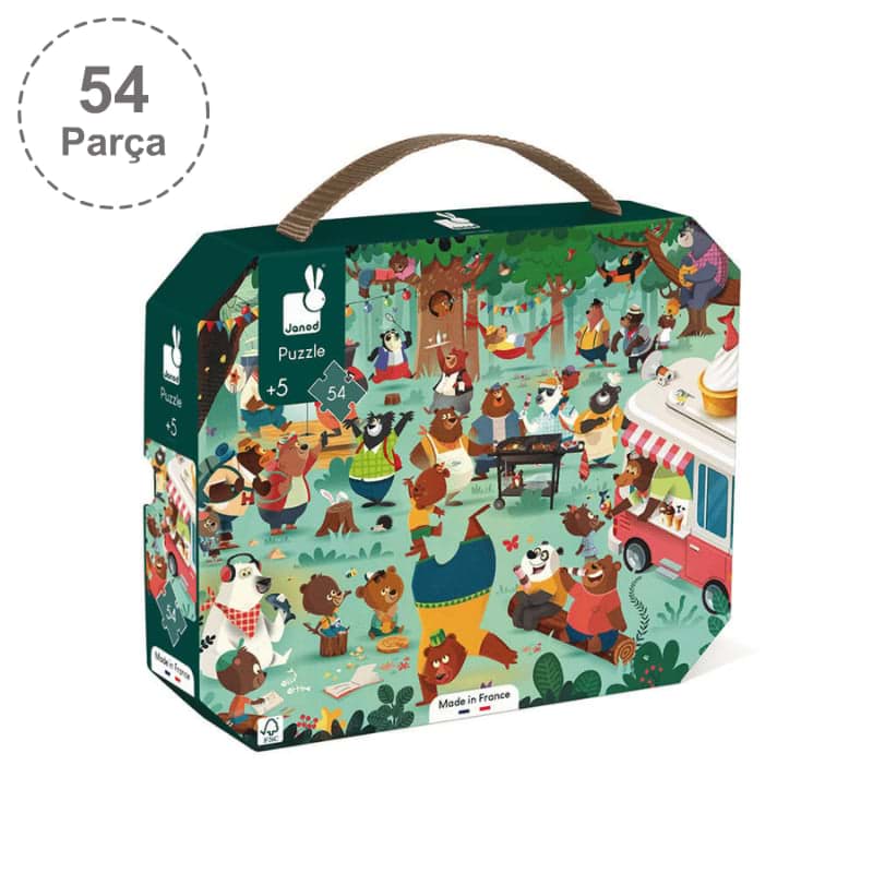 Janod 54 Parça Çantalı Puzzle - Ayıcık Ailesi resmi