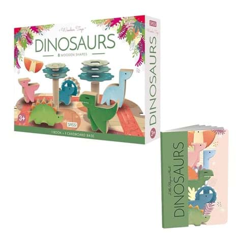 Puzzle - Kitap ve Ahşap Dinozorlar resmi