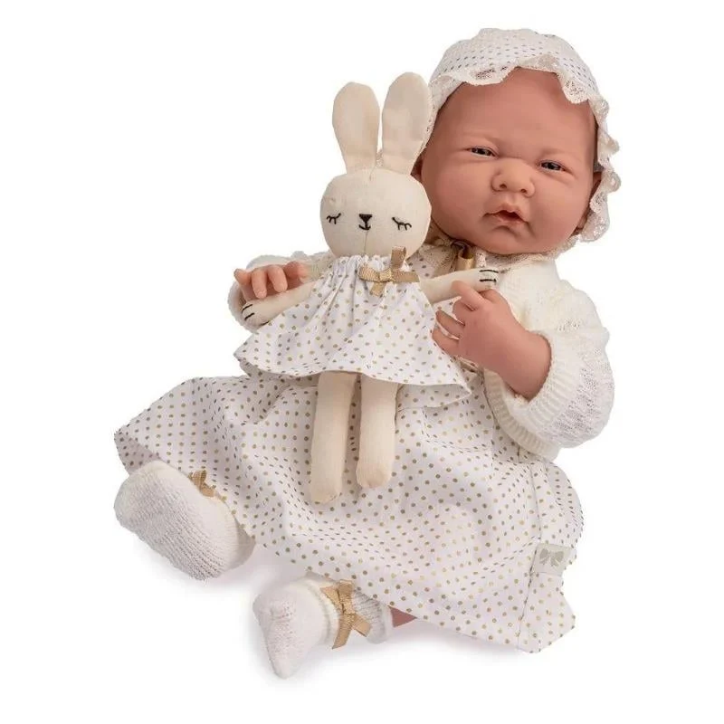 Berenguer Gerçekçi Yenidoğan Oyuncak Kız Bebek 39 cm - Beyaz Hırka ve Tavşanlı resmi