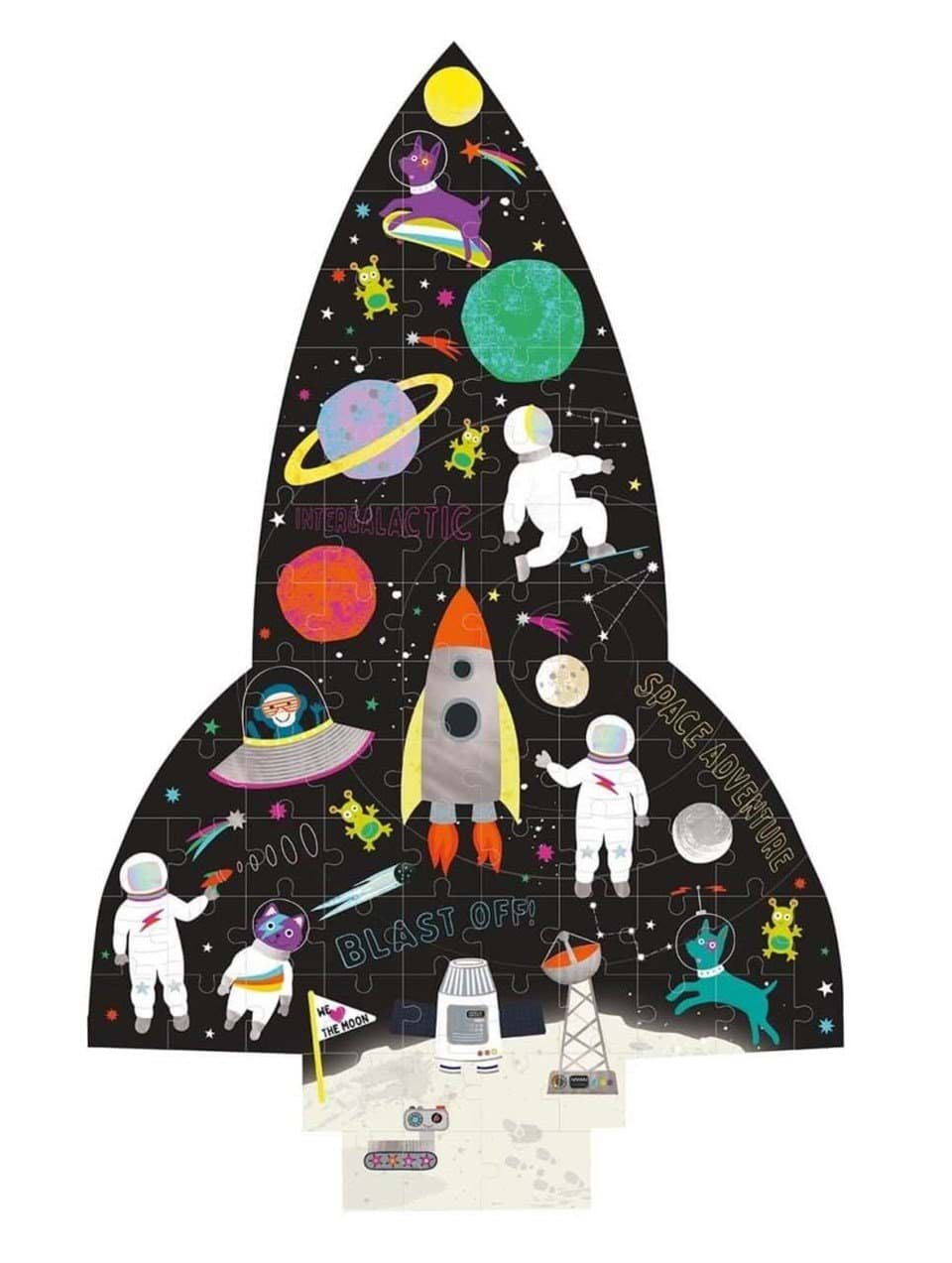 Floss & Rock 80 Parça Şekilli Yapboz Roket Space resmi