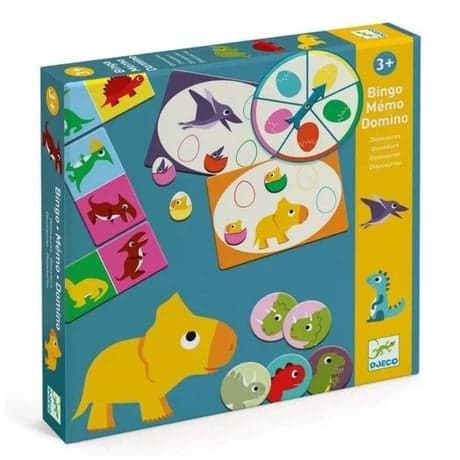 Djeco Domino 3'lü Kutu Oyunu / Dino resmi