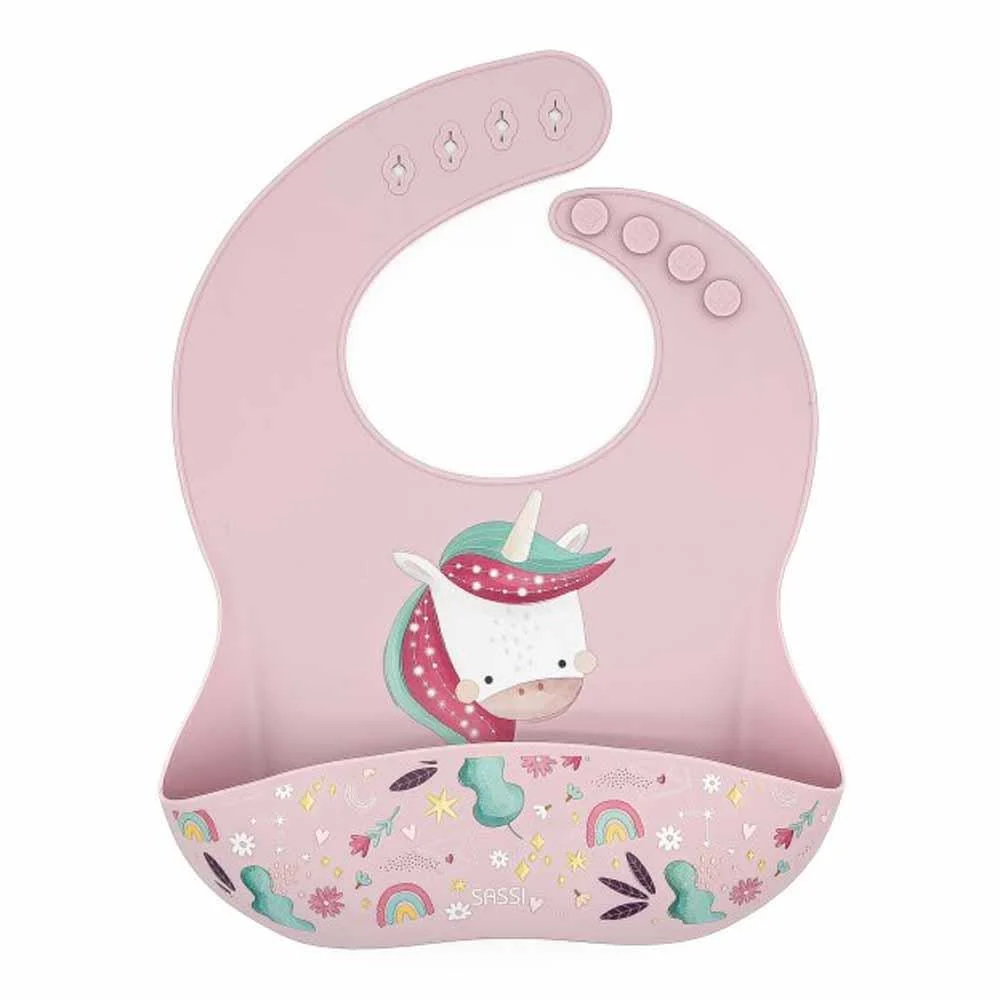 Silikon Cepli Mama Önlüğü - Sevimli Unicorn resmi