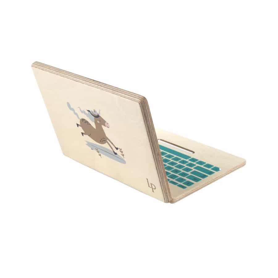 Ahşap Laptop + Kara Tahta ve Tebeşir resmi