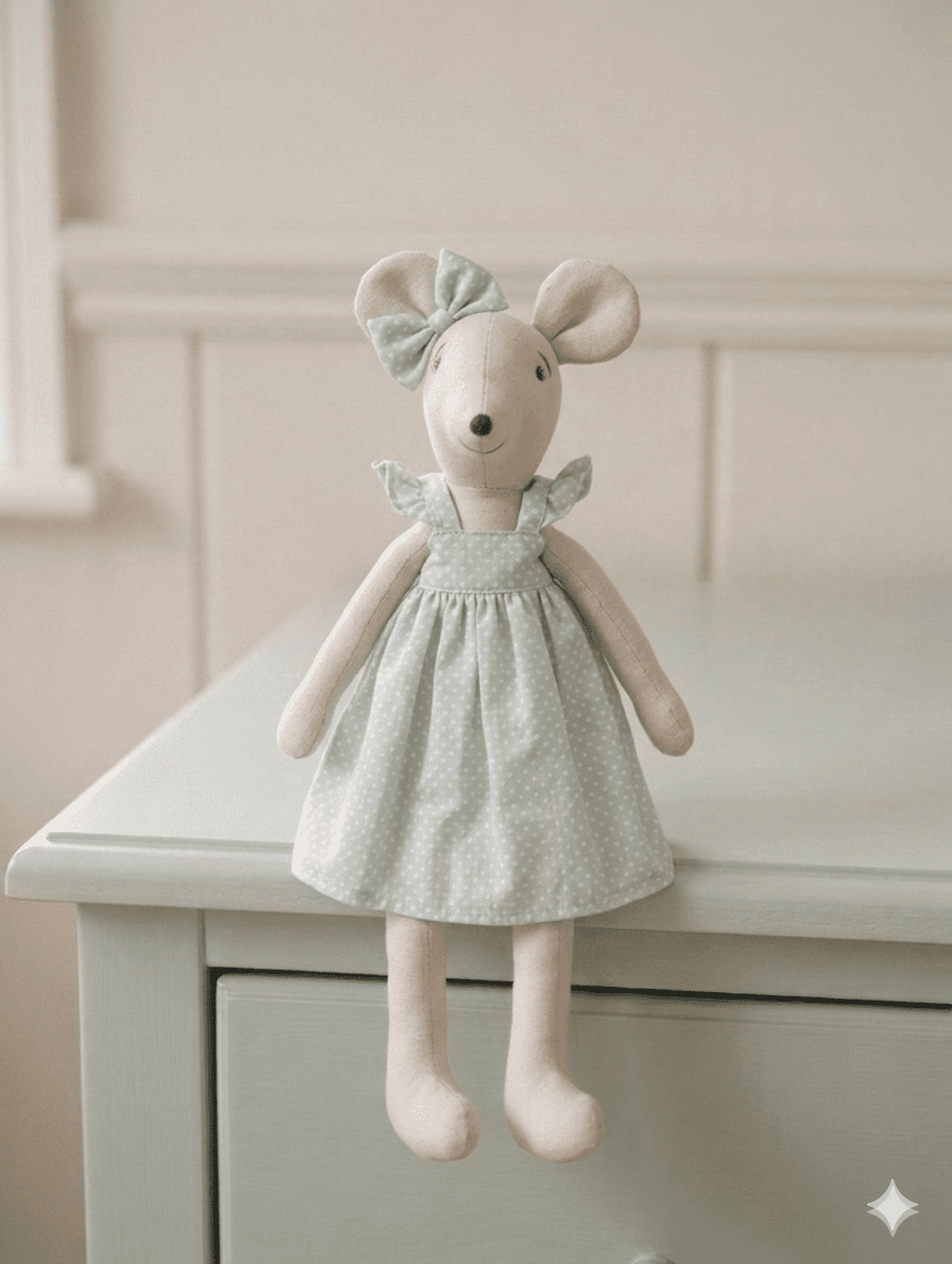 Küçük Boy 38 cm Mavi Puantiyeli Elbise  resmi