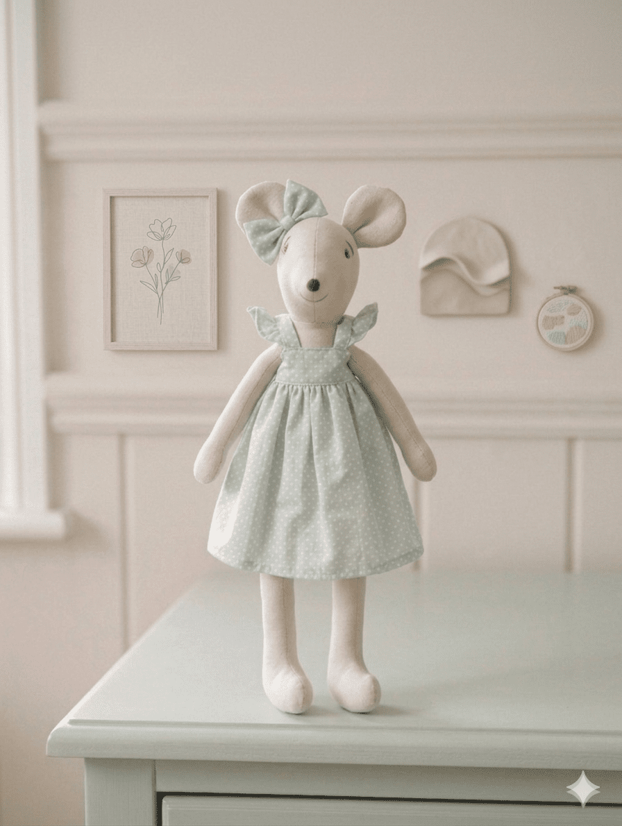 Küçük Boy 38 cm Mavi Puantiyeli Elbise  resmi