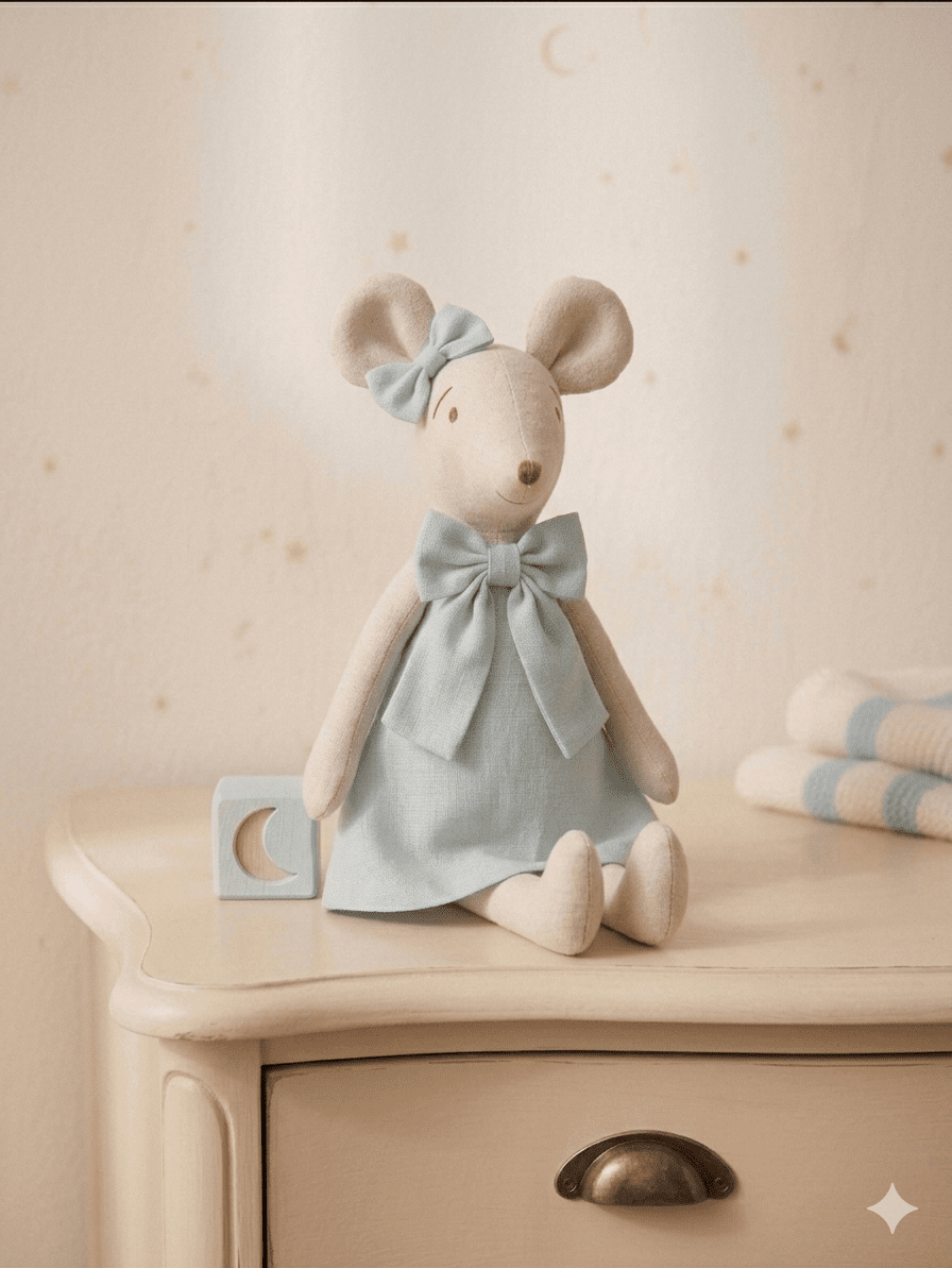 Orta Boy 45 cm Mavi Kurdeleli Elbise  resmi