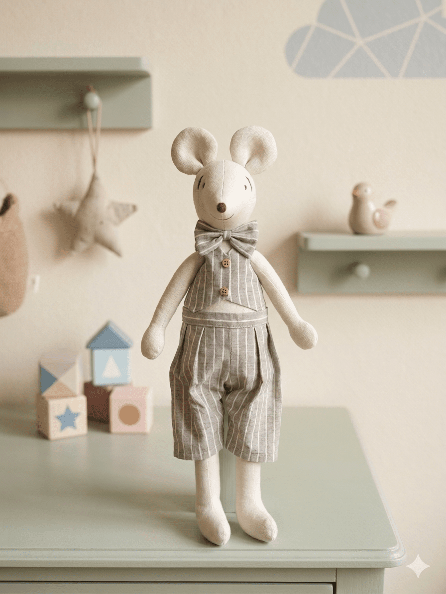 Orta Boy 45 cm Gri Beyaz Çizgili Alt Üst Takım resmi