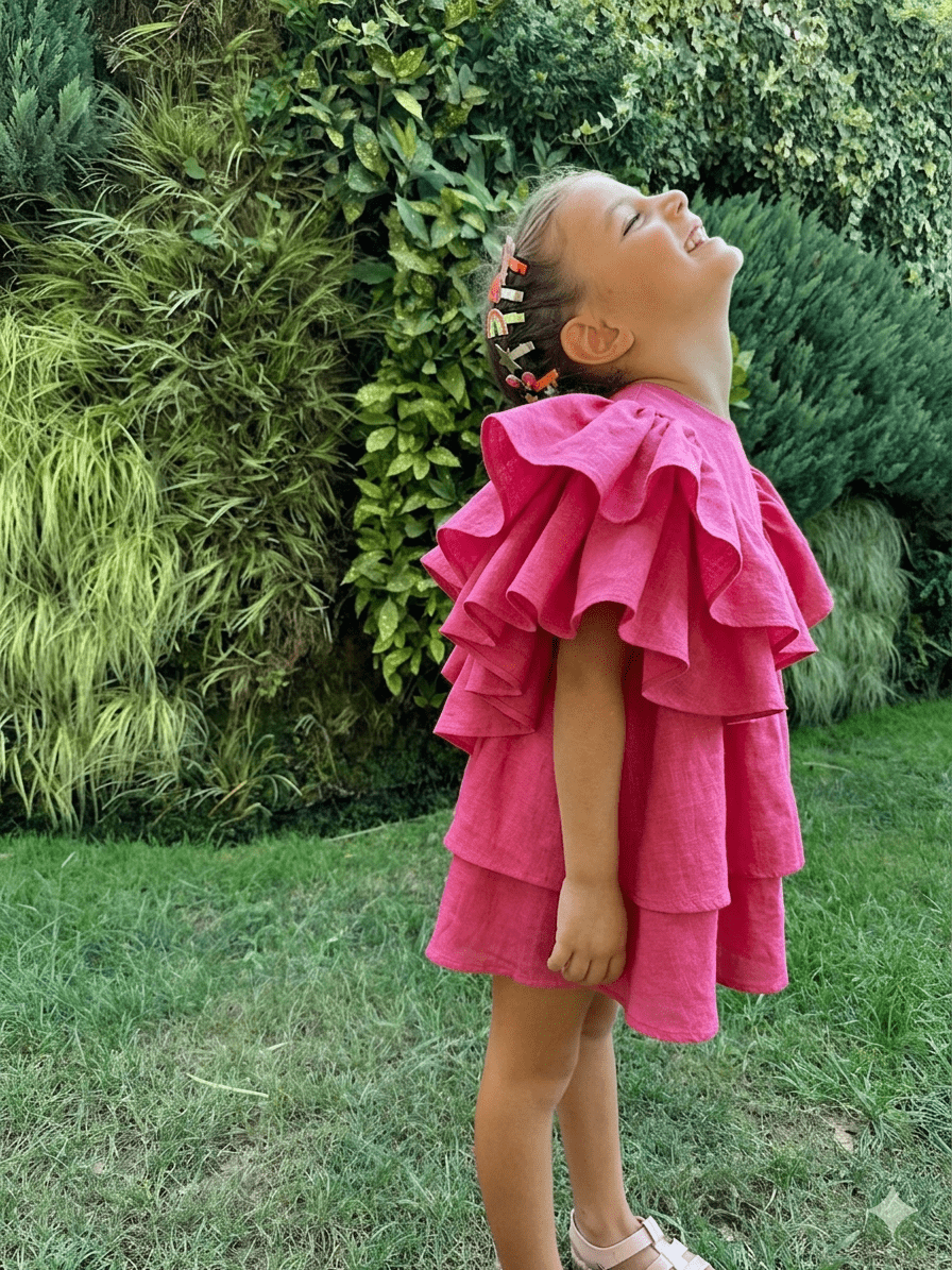 Butterfly Dress Fuşya 2-4 Yaş resmi